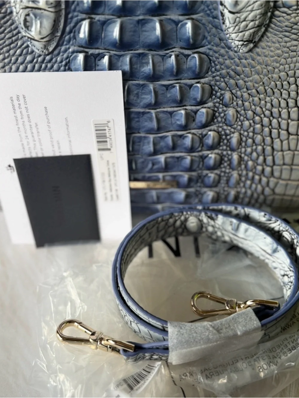 Brahmin Rosetta Bellbottom Blue Ombre Leather Satchel NWT